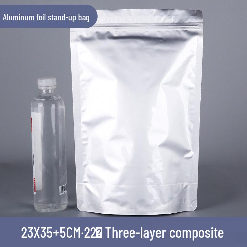 Thickened Aluminum Foil Zipper Bag: Flat Bottom, Moisture & Light-Proof, Self-Sealing for Tea & Food Storage