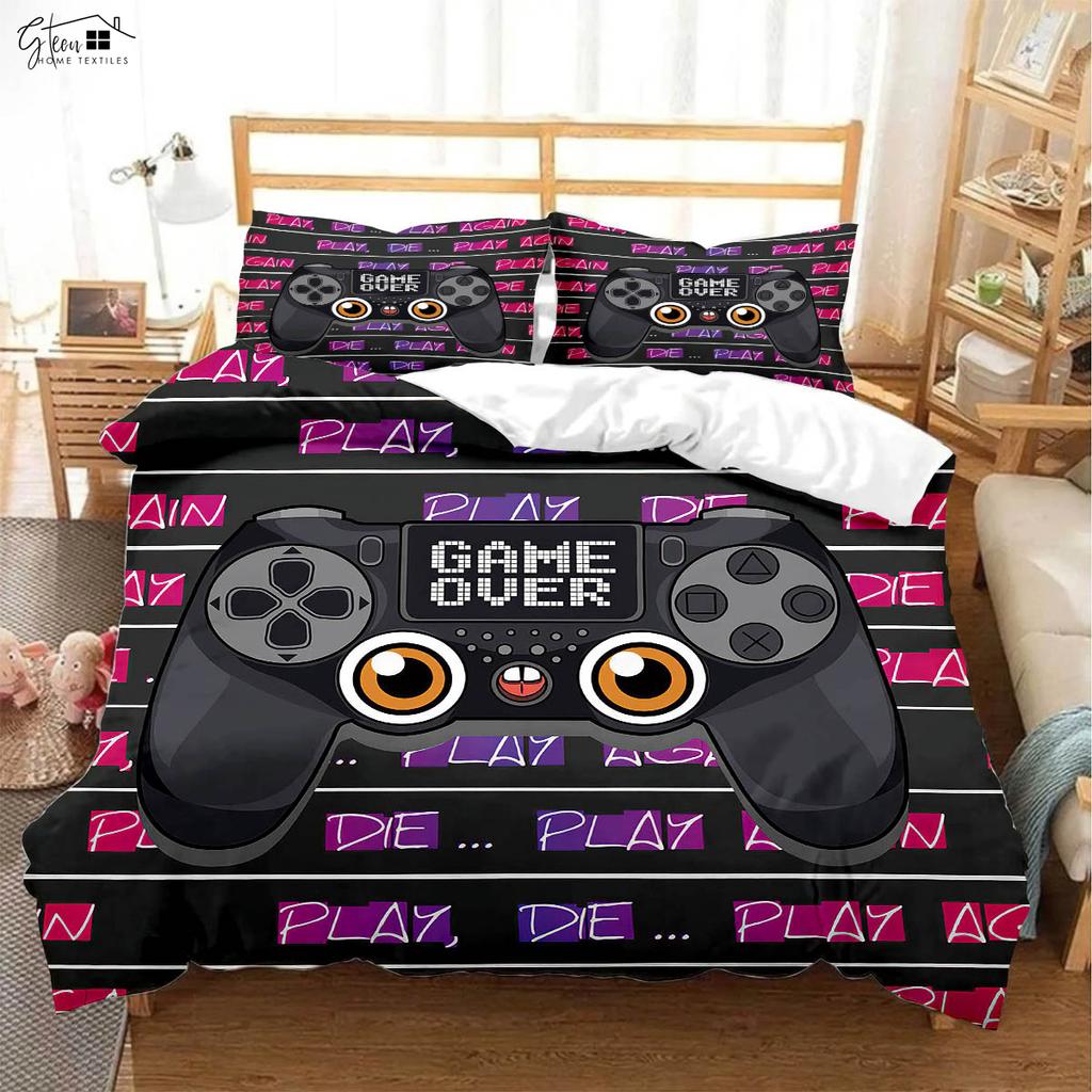 Cool E-Sports Game Controller 3d Printed Quilt Cover Children's Gift Bedding Set Quilt Cover Pillowcase Three-Piece Set