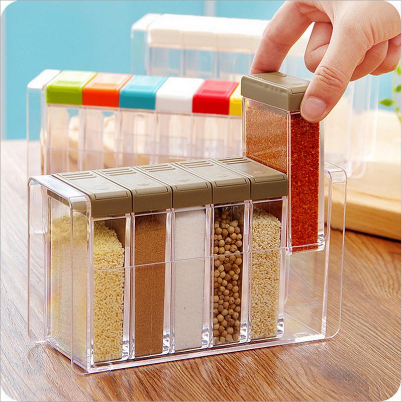Creative Transparent Bidirectional Open Lid Seasoning Box Kitchen Supplies Salt Jar Seasoning Sealed Jar Multi Purpose Storage