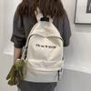 White Black Student Backpack With Frog Pendant Backpack Travel Storage Bag