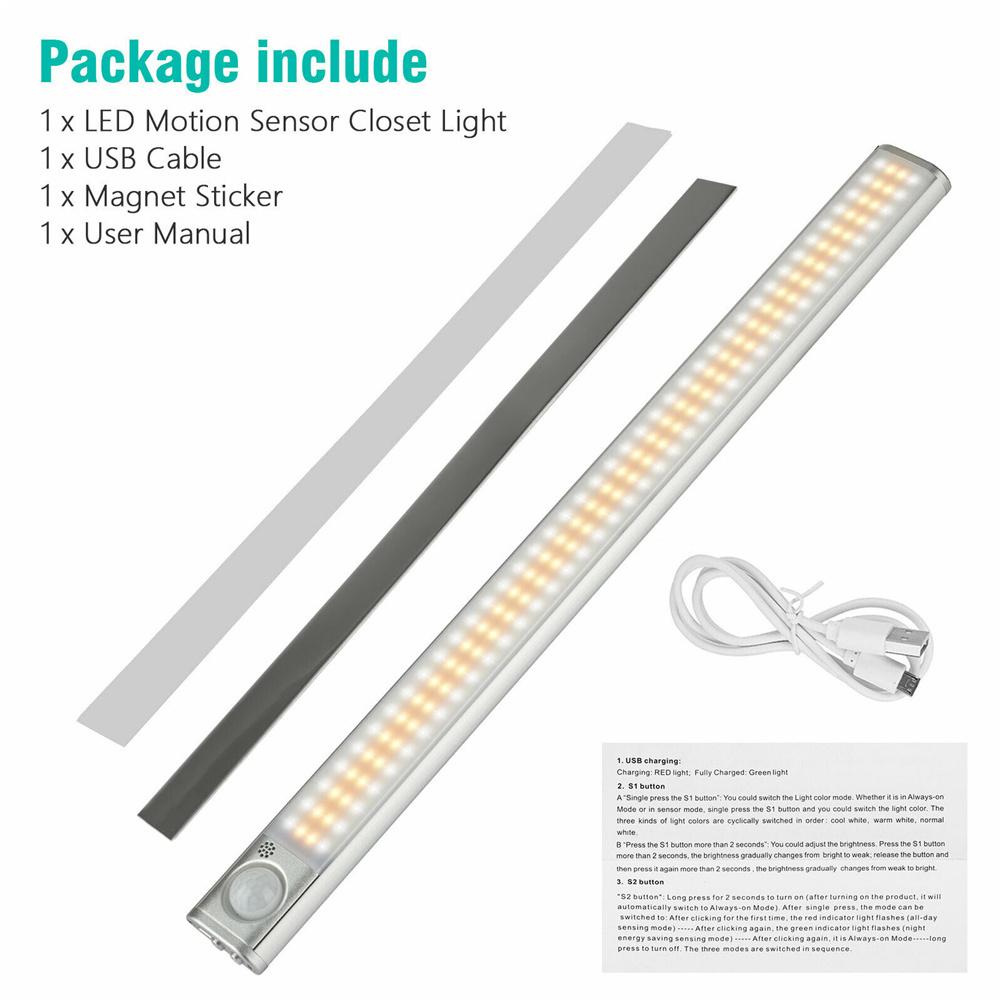 160led Usb Rechargeable Sensor Lamp Wireless Motion Sensor Closet Light Kitchen Cabinet Light