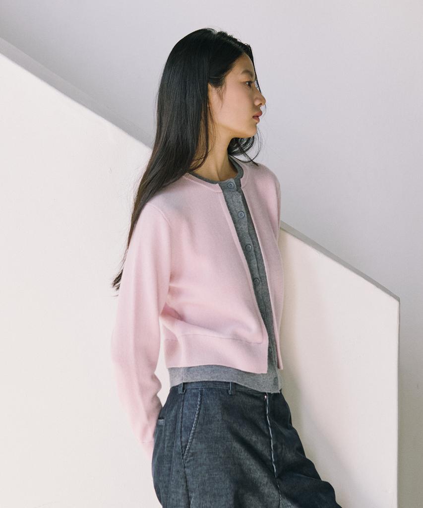 SHINE ON YOU Premium Rws Superfine Merino Layered Effect Cardigan_Powder Pink