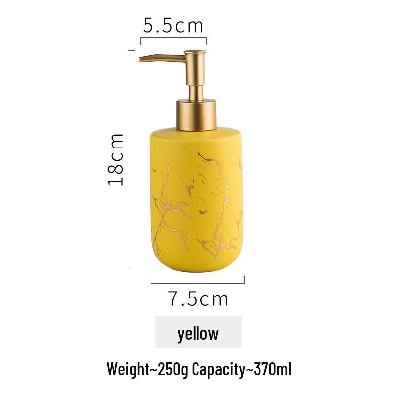 Nordic Ceramic Marble Pattern Pump Bottle - Matte Yellow
