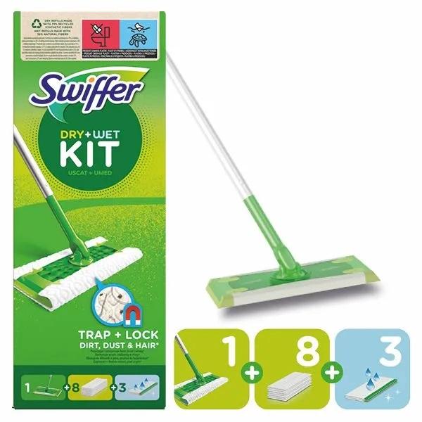 Swiffer Vlakke Dweil Groen Met 1 Opzetstuk, 8 Droge En 3 Vochtige Doekjes