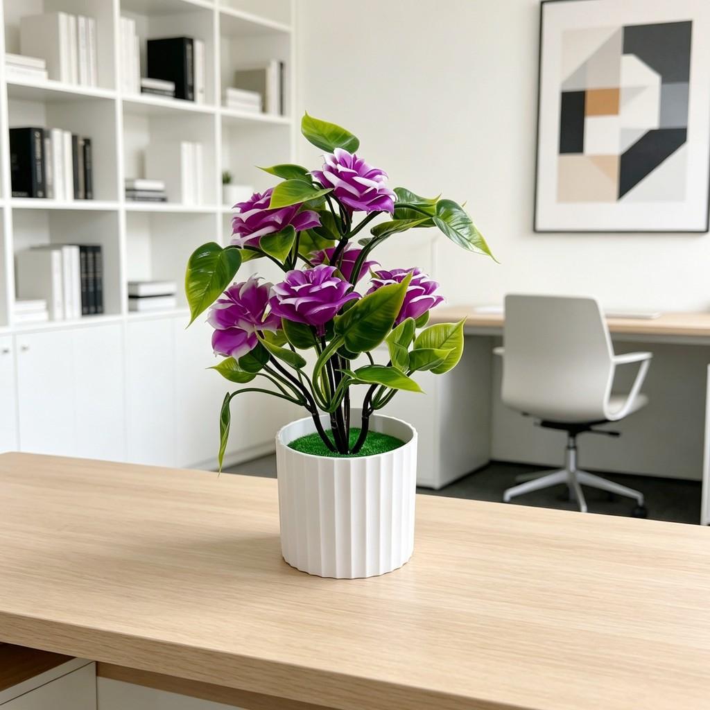 Artificial Rose Plant With Plastic Construction For Wedding Decor And Home Display
