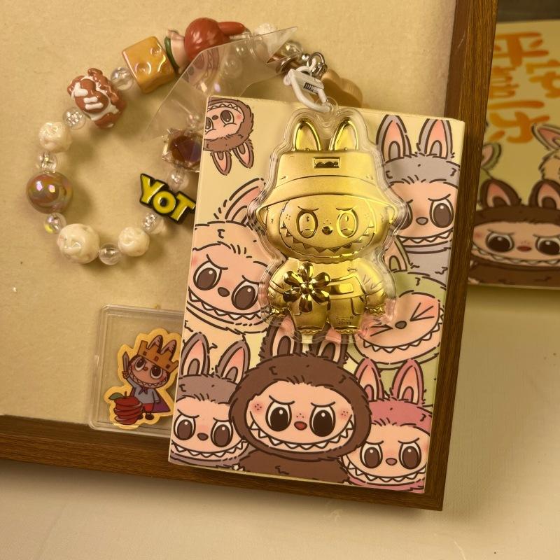 Mobile Phone Chain Cartoon Labubu Bead Chain Keychain Bag Pendant Gift for Girlfriend