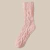 Couple's Coral Fleece Mid-Calf Terry Socks - Solid Color, Velvet Thickened for Winter Warmth & Cold Protection, Ideal for Home & Sleep.