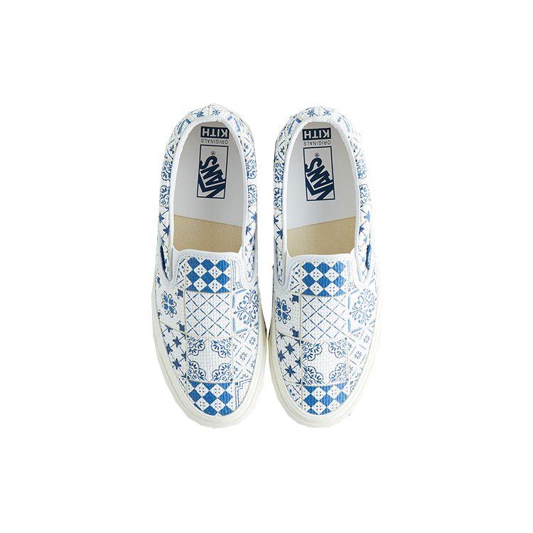Kith X Vans OG Classic Slip-On LX Azulejo Tile Unisex Sneakers White VN0A32QNWHT
