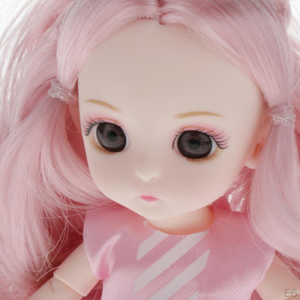 16CM Doll Toy Fashion with Long Hair White Skin Dolls Dress Up Outfits