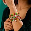 Colored Beaded Santa Claus Christmas Tree Bells Bracelet Braided Rope Christmas Collection Jewelry Women