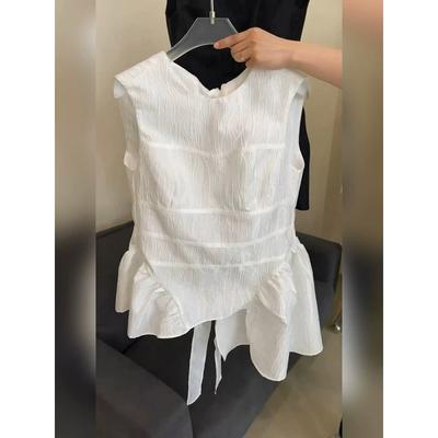 French Style Slimming Top with Age Reduction and A Sense of Summer Design, Niche Irregular Sleeveless Shirt