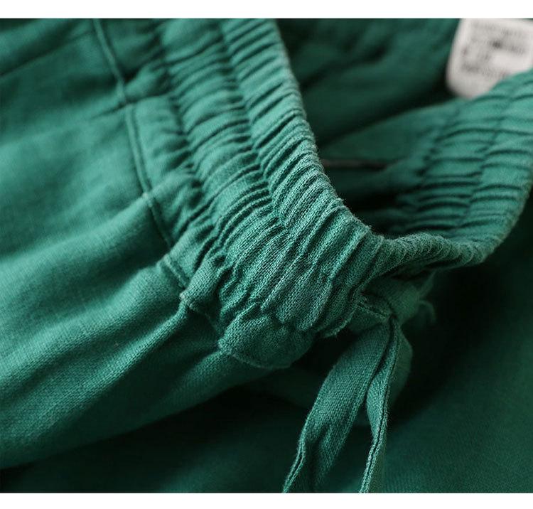 Women's Cotton Linen Elastic Waist Wide Leg Pants - Plus Size, Casual, Draping Straight Leg, Spring/Summer