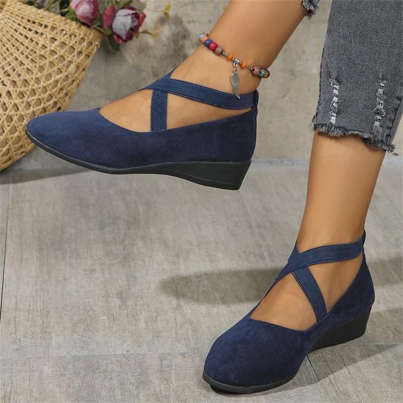 Fashion Women Ballet Wedges Shoes Retro Mary Jane Shoes Non Slip Ankle Elastic Belt Round Toe Women Sneakers 2025 Spring Casual Shoes