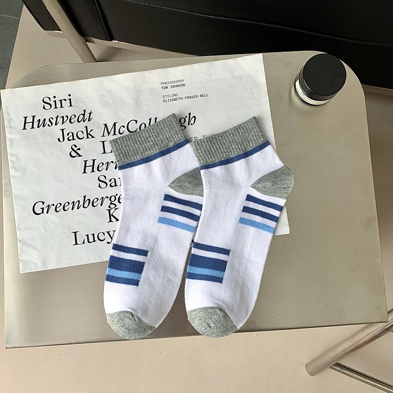 

Мужские спортивные носки, Влагопоглощающие, Дышащие, Полосатые носки с цветовыми блоками, Мужские осенне-зимние носки 1pairs белый