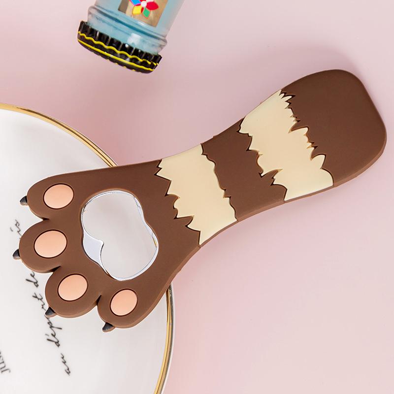 

Cat Paw Bottle Opener Multifunctional Cute Cartoon Vibrant Colors Magnet Silicone Bottle Opener with Fridge Magnet for Horizontal Stripes Brown