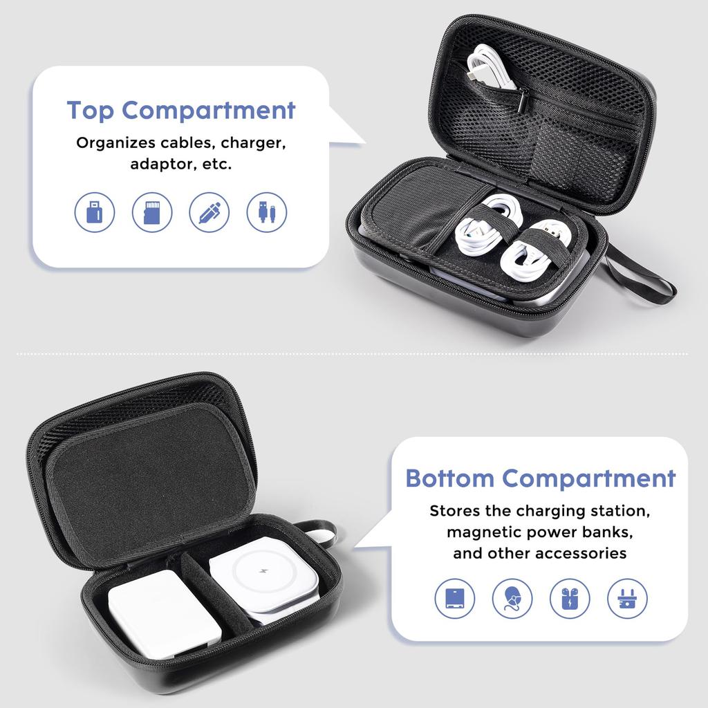 ProCase Gadget Waterproof EVA Large Stores MacBook Magic Mouse USB Flash SD PC Peripheral Accessory Bag Black Pouch, Material, Capacity, 3-Layer