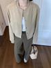 Women’s Khaki Woolen Baseball Jacket: Spring 2025 Petite Short Coat in New Style