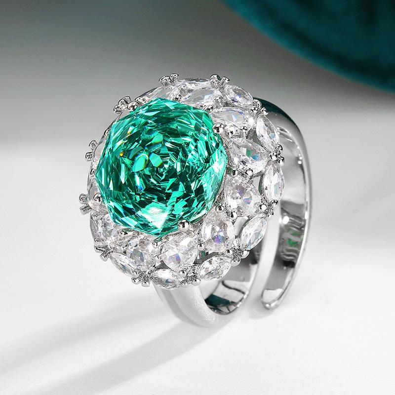 Jewelry Copper Bottom Gold-Plated Millennium Chepala Green Temperament Set Heroine Stone 12Mm