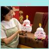 Soft Short Plush Singing Birthday Cake Doll In Colorful Rainbow Style For Sweet Gifts