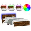 VidaXL Bed Frame with Headboard and LED Smoked Oak 120x190 Cm 3207641