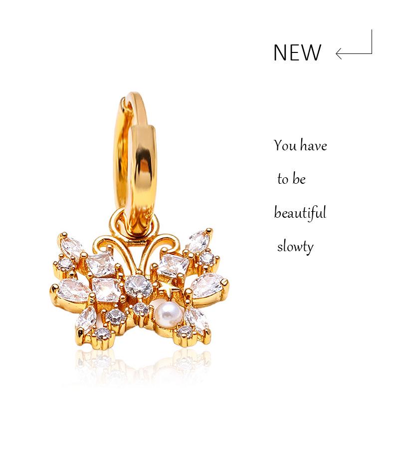 Elegant Butterfly Pendant Earrings with Copper Inlaid Zirconia