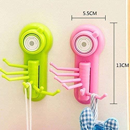 RSINC 6 Hook Hanger Suction Cup Wall Vacuum for Key, Towel Bathroom ABS Plastic ASSORTED COLR