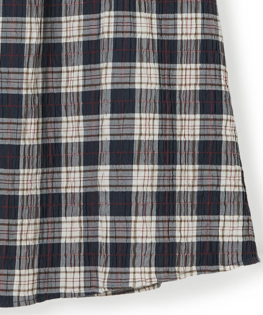 Penfield Check Crinkle Smocking Skirt Navy_Fs2Ws97F