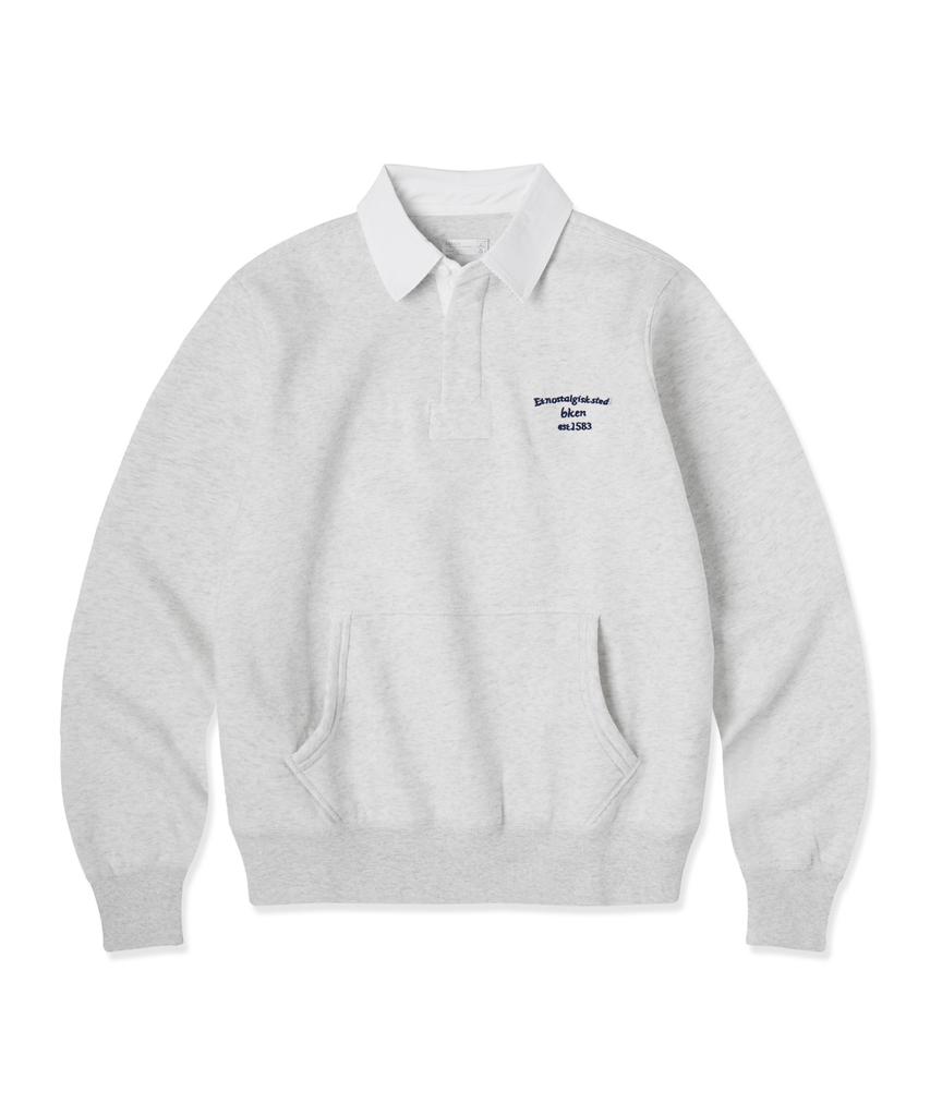 BAKKEN [Men] Hidden Button Rugby Collar Sweatshirt Bk7826 (4 Colors)