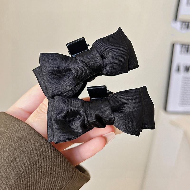 2 Stück Schwarze Schleife Kleine Haarspange Damen Mädchen Haarklammer Seitenclip Stirnfransen Haarstyling-Clip Süßer Kopfschmuck