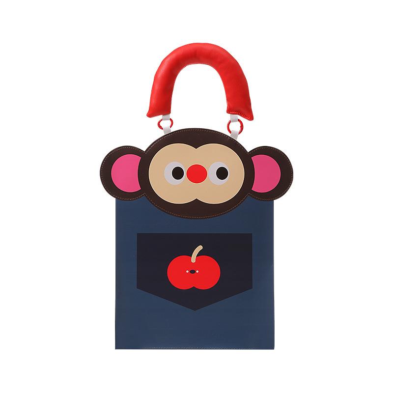 Cute Cartoon Monkey Car Tissue Holder PU Leather Hanging Tissue Box for Girls Auto Napkin Organizer A2