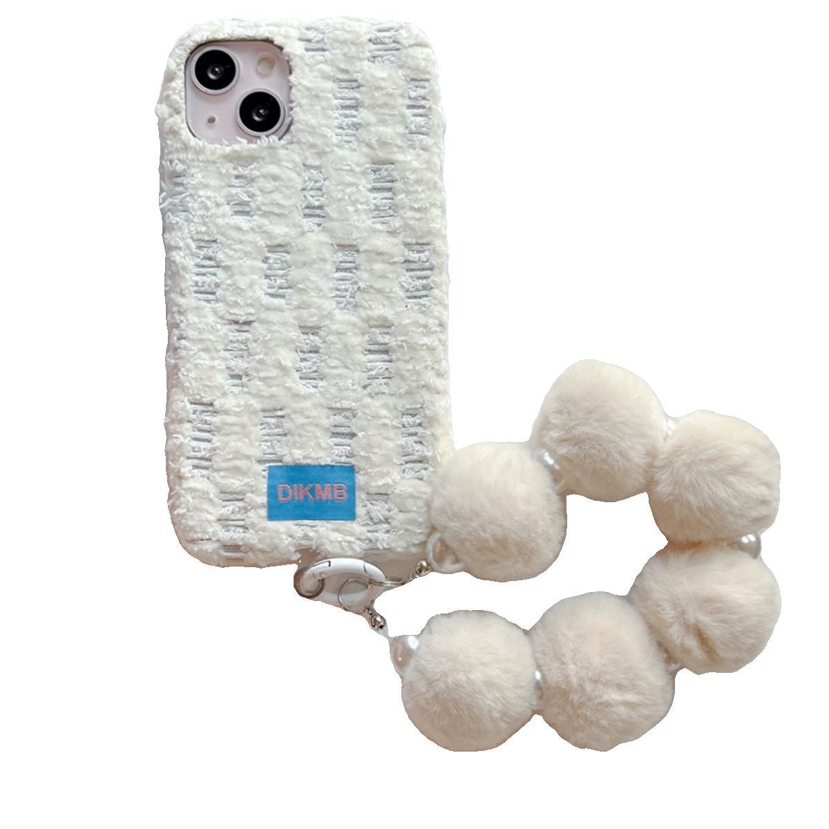 Плюшевый браслет в белую клетку Чехол для телефона для iPhone 16, iPhone 17, iPhone 17 Pro Max iPhone 17 Pro Max