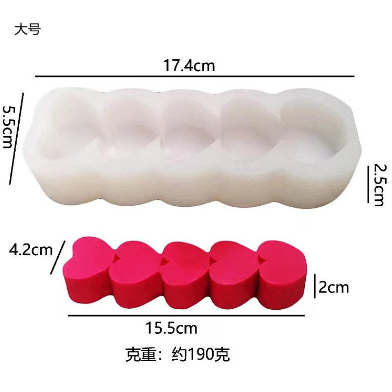 

1 Pcs 3D Five-link Love Column Candle Silicone Mold Creative Baking Chocolate Korean Aromatherapy Mold