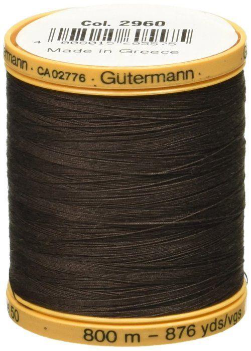 Fil a broder ou a coudre - nuancier Gutermann - 800M-2960 - Coton naturel Thread solides 876 verges-écorce brun