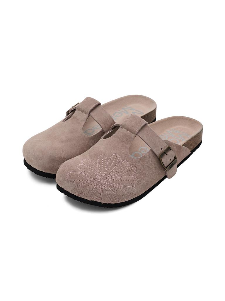 [mardimercredi] Classique T-Strap Suede Mule - Dusty Pink