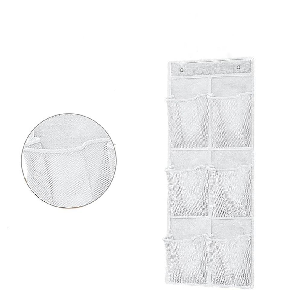 Wall-Mounted Storage Bag 6 Grids Clear Pockets Mesh Closet Shoe Holder Space Saving Non-woven Fabric
