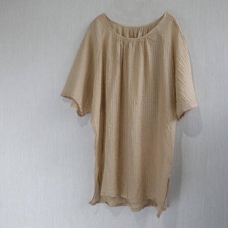 Johnature Dames Vintage Vleermuismouw T-shirts Gestreept Zomer Ronde Hals Los Zacht Dames T-shirts