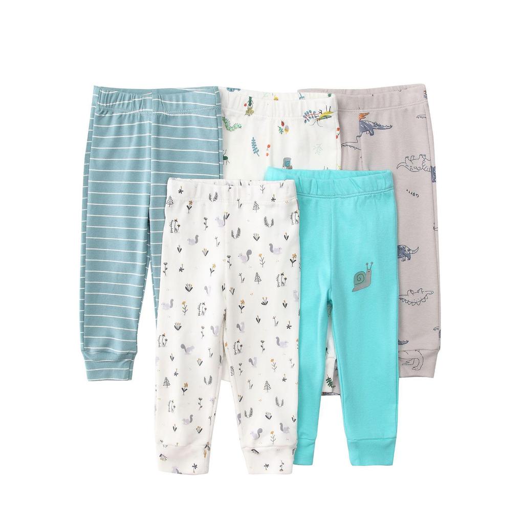 Mamaspap Kids' Spring/Autumn Homewear: Mixed Color 5-Piece Infant Trousers Gift Box - Cross-Border Delivery
