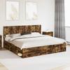 Bed Frame with Storage Space and Headboard Smoked Oak