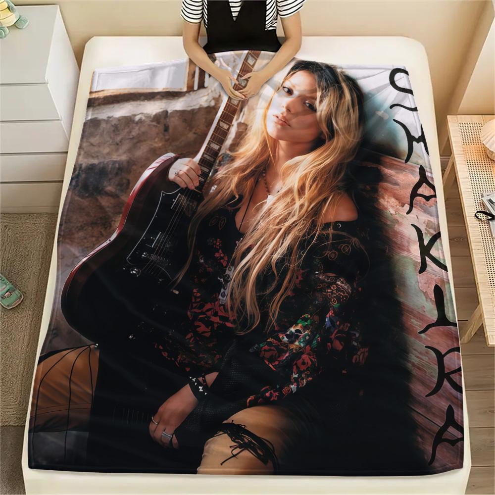 1PC Shakira Print Flannel Blanket, High quality Comfortable for All Seasons, Home Decor, Warmth and Comfort, Perfect for Christmas Gifts