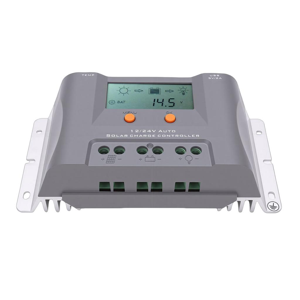 40A MPPT Solar-Laderegler mit LCD-Anzeige, Dual-USB-Anschlüssen, automatischer Erkennung, Solarmodul-Regler für Gel-AGM