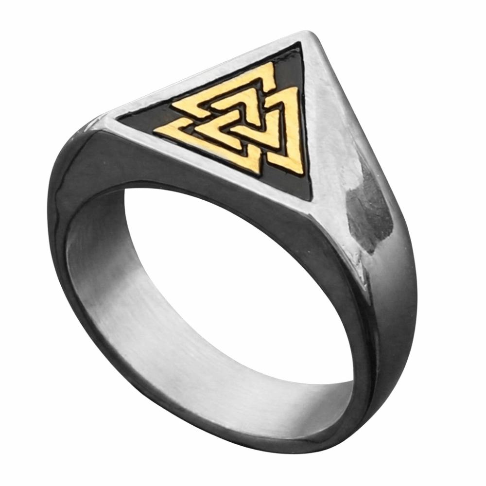 Finger Jewelry Triangle Symbol Signet Ring Vintage Rune Protector Amulet Ring Norse Mythology Fan