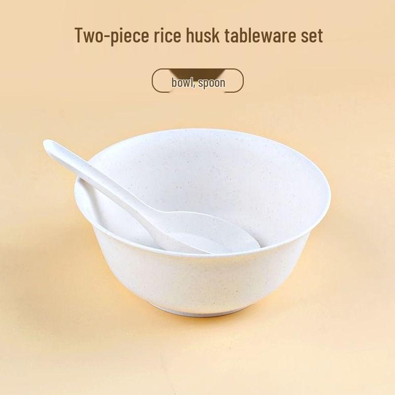 Eco-Friendly Rice Husk Tableware Set: Includes Bowl, Chopsticks, Dinner Plate, Dish, and Paper Plate.