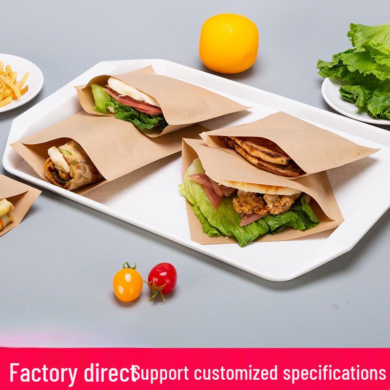 Oil-Proof Kraft Paper Food Bag for Pancakes, Roujiamo, Shaobing, and Barbecue Snacks