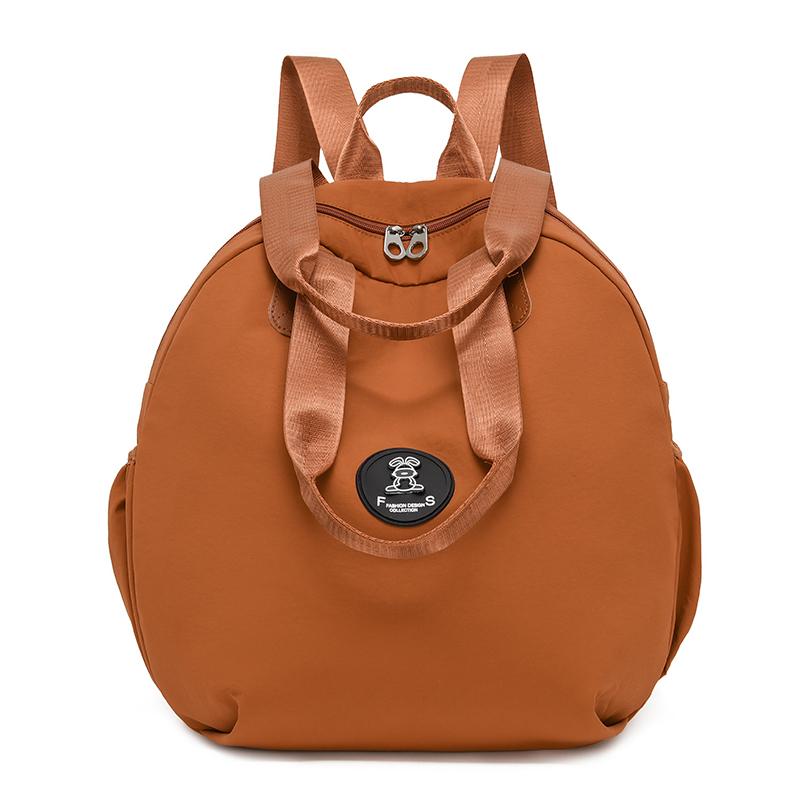 Women's Backpack Round Bag Large Capacity Travel Bag Solid Color Student Schoolbag