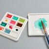 12 Grid Ceramic Color Palette With Cover White Watercolor Mixing Palette Tray Painting Color Pallet Pigment Mixing Plates Artist