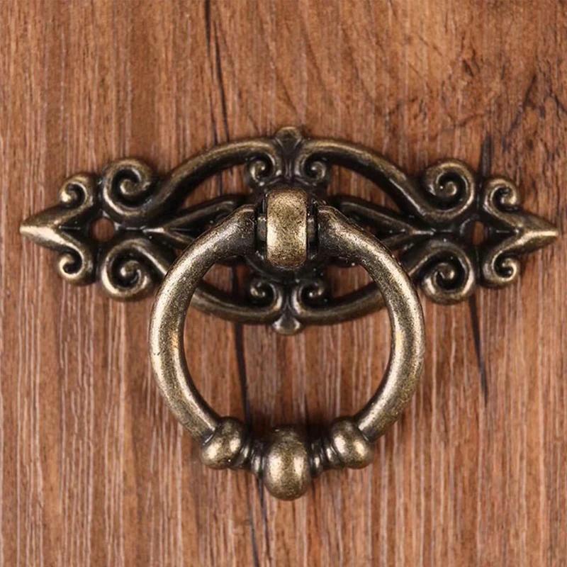 Cabinet Retro Handle Door Antique Alloy Handle Drawer Pull Ring Wood Case Handle Hanging Ring For Home Furniture DIY Decoraction