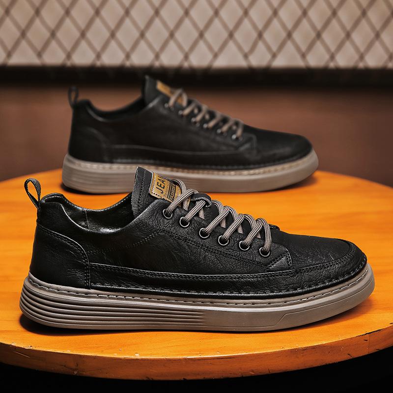 Board-Schuhe Außenleder Oberfläche Lässig Weiche Sohle Rutschfest Sport-Lederschuhe Student