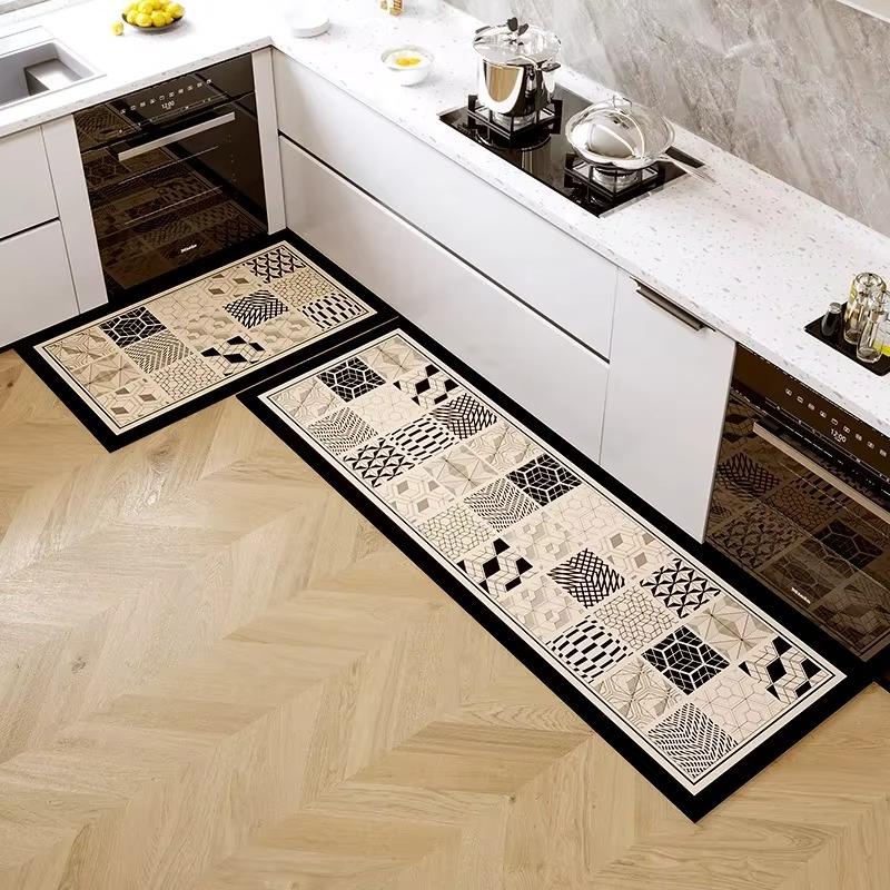 Covoraș de Bucătărie Stil Retro American Anti-alunecare Rezistent la Ulei Covor Piele Pvc Impermeabil Covorașe Speciale pentru Picioare Decor Acasă Covor