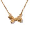 Yhpup Trending Stainless Steel Bowknot Bow Pendant Necklace Waterproof Women Chic Fashion Jewelry Gift Option Best-Selling