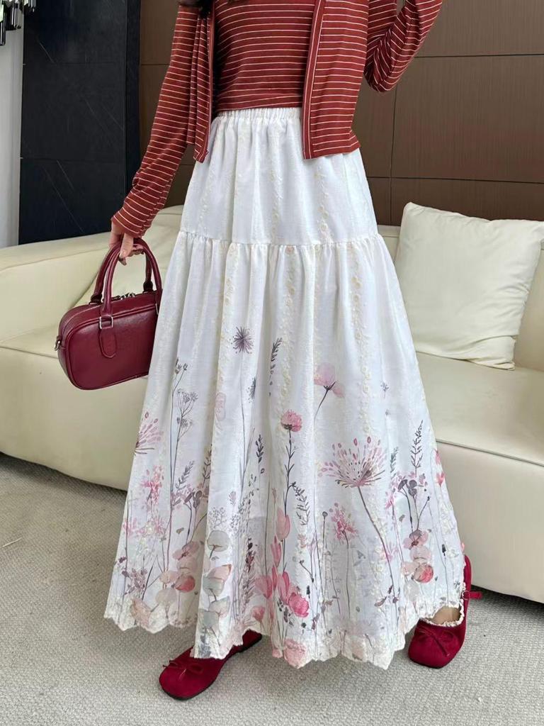Fei Yuan Women's Ethnic Printed A-line Skirt - Autumn/Winter Artistic Fashion